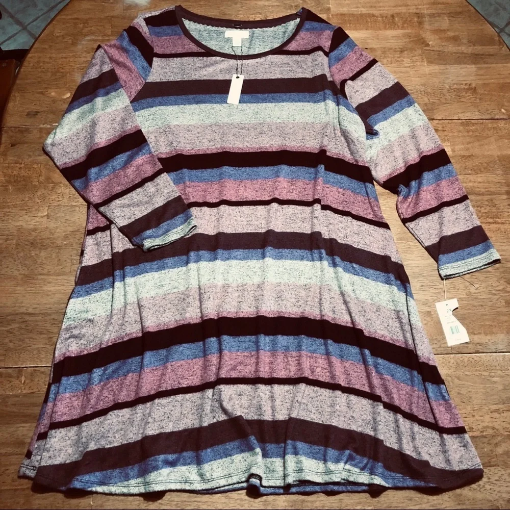 Cupio NWT Women’s Stripe Dream Soft Shirt‎ Dress 2X